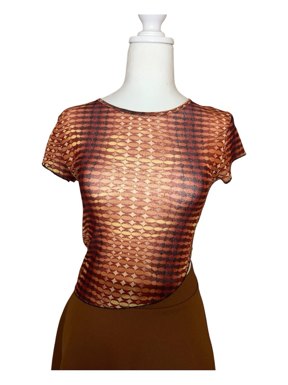 Urban Outfitters Brown & Rust Geo-Print Crop Top